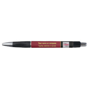 Rot/Schwarz - Eigene Imitate - Gold-Text und Logo Kugelschreiber