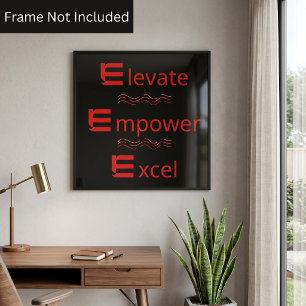 Rot & Schwarz Elevate Empower Excel Motivierend Poster