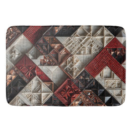 Rot Schwarz Elfenbein Mikro-Mosaik 3D geometrisch Badematte
