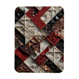Rot Schwarz Elfenbein Mikro-Mosaik 3D geometrisch Magnet