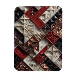 Rot Schwarz Elfenbein Mikro-Mosaik 3D geometrisch Magnet