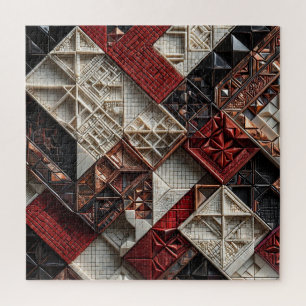 Rot Schwarz Elfenbein Mikro-Mosaik 3D geometrisch Puzzle