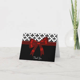 Rot Schwarz Fleur De Lis Dankeskarten Dankeskarte