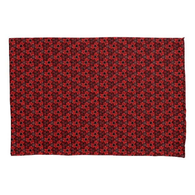 Rot-Schwarz-Flora-Show Pillowcase Kissenbezug (Vorderseite)