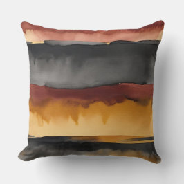 Rot-Schwarz-Gelb-Wasserfarbe abstrakt Kissen