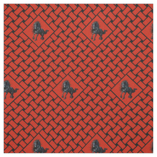 Rot-Schwarz-Gewebe, Diamant, Frieesisches Pferd 3" Stoff
