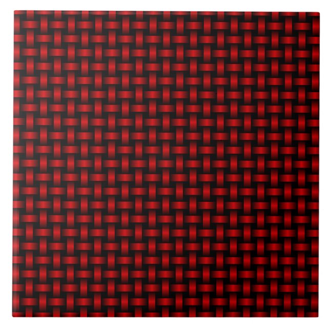 Rot-Schwarz-Gewebe-Muster Fliese (Vorderseite)