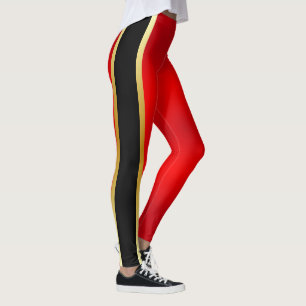 Rot-Schwarz-Gold-Aerobic-Workout Leggings