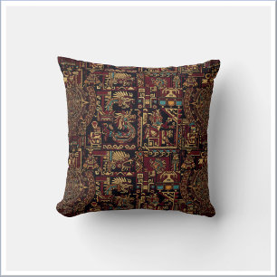 Rot-Schwarz-Gold Azteken-inspiriertes Design Kissen
