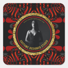 Rot Schwarz + Gold Darkle Kunst Business Promo Sel Quadratischer Aufkleber