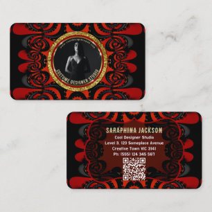Rot Schwarz + Gold Funky Gothic Kreativ Visitenkarte
