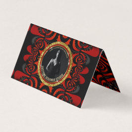 Rot Schwarz + Gold Funky Gothic Kreativ Visitenkarten