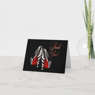 Rot Schwarz Gold Zebra High Heels Dankeschön Dankeskarte