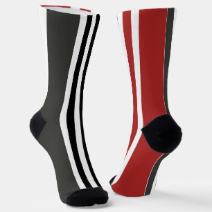 Rot Schwarz Grau Vertikale Streifen Muster Socken