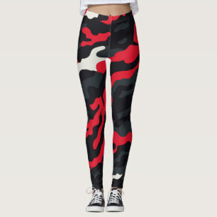 Rot Schwarz Grau Weiß Tarnung Camo Muster Leggings