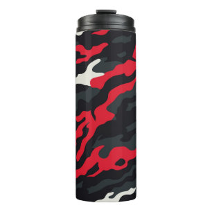 Rot Schwarz Grau Weiß Tarnung Camo Muster Thermosbecher
