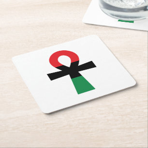 Rot, Schwarz & Grün Ankh Rechteckiger Pappuntersetzer