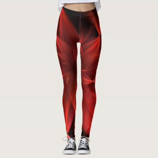 Rot Schwarz Grün künstlerische Blume einfache Farb Leggings