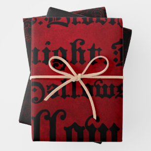 Rot & Schwarz Grunge Gothic Geschenkpapier Set