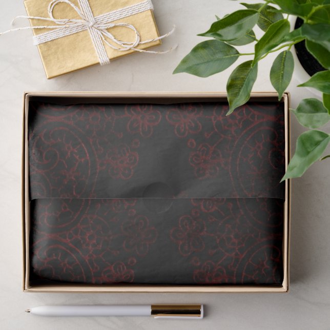 Rot & Schwarz Grunge Gothic Seidenpapier (Geschenk)