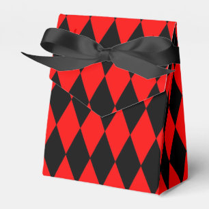 Rot-Schwarz-Harlekin-Diamant-Schachbrett-Design Geschenkschachtel