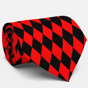 Rot-Schwarz-Harlekin-Diamanten-Damengitter-Design  Krawatte