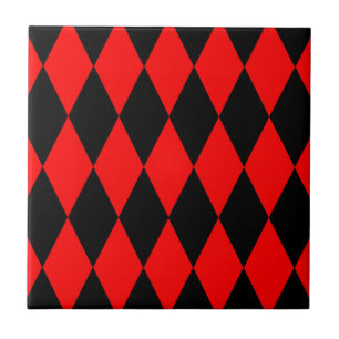 Rot-Schwarz-Harlekin-Diamanten-Schachbrett-Design  Fliese