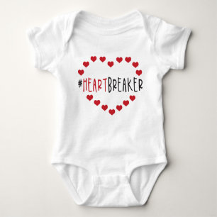 ROT & SCHWARZ HEARTBREAKER VALENTINSTAG SPRICHWORT BABY STRAMPLER