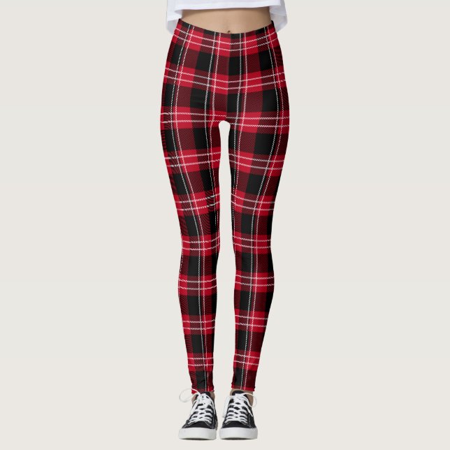 Rot/Schwarz Karierte Leggings (Vorderseite)
