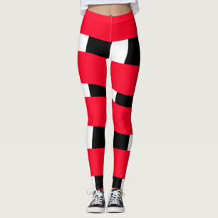 Rot-schwarz-kariertes Schachbrett einfaches Männer Leggings