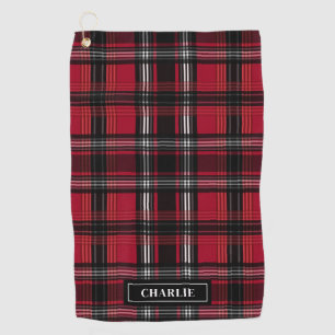 Rot-schwarz kariertes Tartan-Muster und benutzerde Golfhandtuch