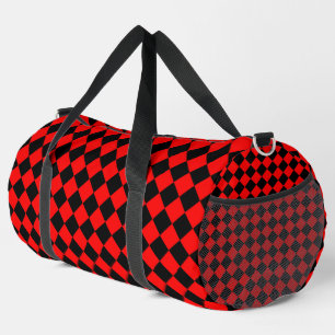Rot-Schwarz-Karo-Diamantmuster groß Duffle Bag