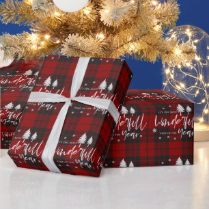 Rot-Schwarz-Karo Die wunderbarste Zeit des Jahres Geschenkpapier