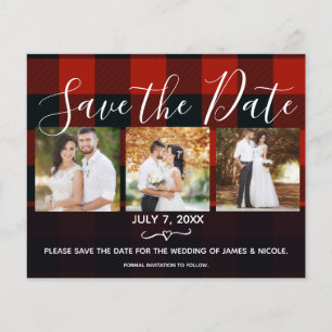 Rot-Schwarz Karo Foto Save the Date