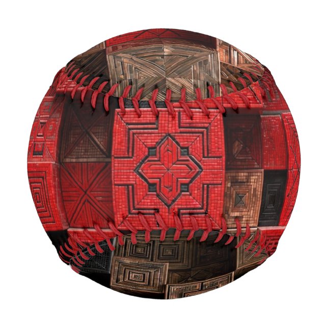 Rot Schwarz Kupfer 3D-Mosaik  Baseball (Vorderseite)