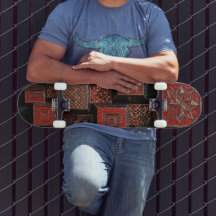 Rot Schwarz Kupfer 3D Mosaik Skateboard