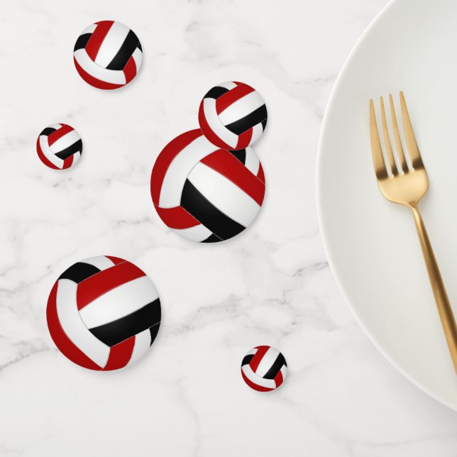 Rot-Schwarz-Mannschaft farbenfroh kindervolleyball Konfetti (Gruppe)