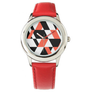 Rot-schwarz, modern, trendig, geometrisch, urbane  armbanduhr