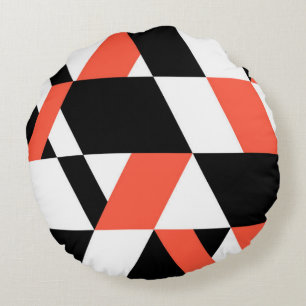 Rot-schwarz, modern, trendig, geometrisch, urbane  rundes kissen