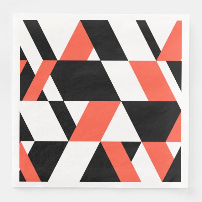 Rot-schwarz, modern, trendig, geometrisch, urbane  serviette (Vorderseite)