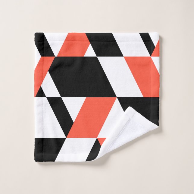 Rot-schwarz, modern, trendig, geometrisch, urbane  waschlappen (Waschlappen)