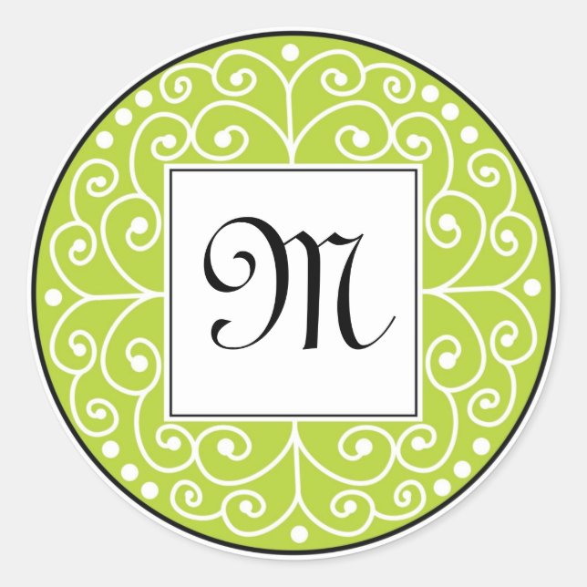 Rot-Schwarz-Monogramm-Aufkleber Runder Aufkleber (Vorderseite)