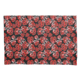 Rot-Schwarz-Muster - Geckos und Blätter Kissenbezug