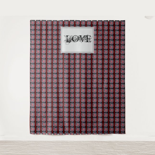 ROT, SCHWARZ, PINK, NIEDLICH MODERN WANDTEPPICH (Vorderseite)