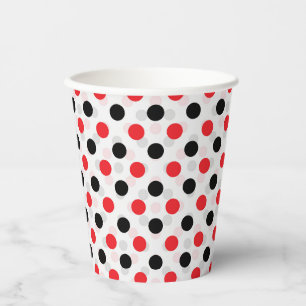 Rot-Schwarz-Punkte-Textilmuster-Design Pappbecher