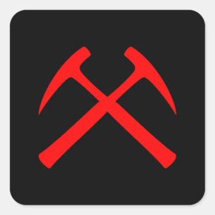 Rot-Schwarz-Rock-Hammers-Aufkleber Quadratischer Aufkleber