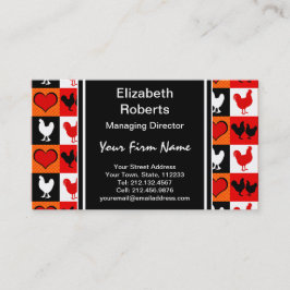 Rot-Schwarz-Rooster-Hühnermuster Visitenkarte