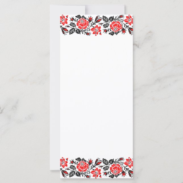 Rot/Schwarz Rose Kreuzstich Russisches Muster (Vorderseite)