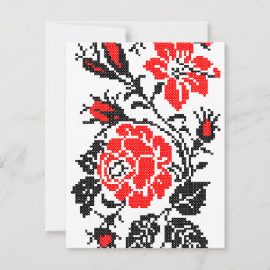 Rot/Schwarz Rose Kreuzstich Russisches Muster