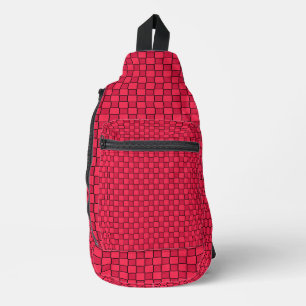 Rot-Schwarz-Schachbrett Crossbody Bag